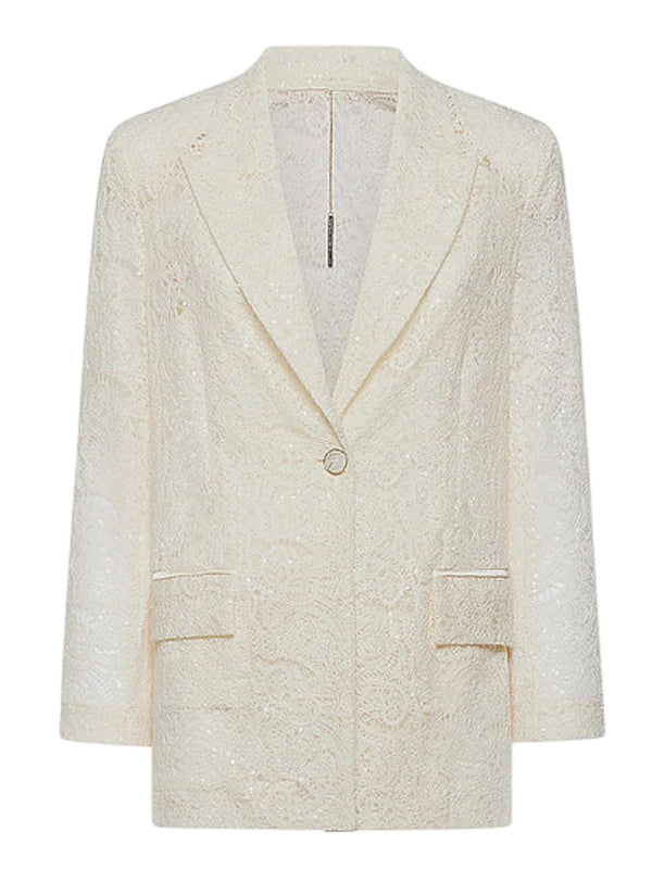 Giacca donna panna in pizzo con paillettes
