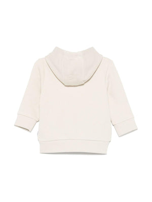 Felpa bambino con cappuccio color sabbia e zip frontale