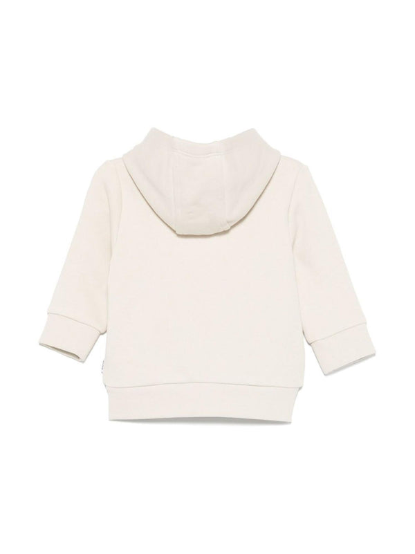 Felpa bambino con cappuccio color sabbia e zip frontale