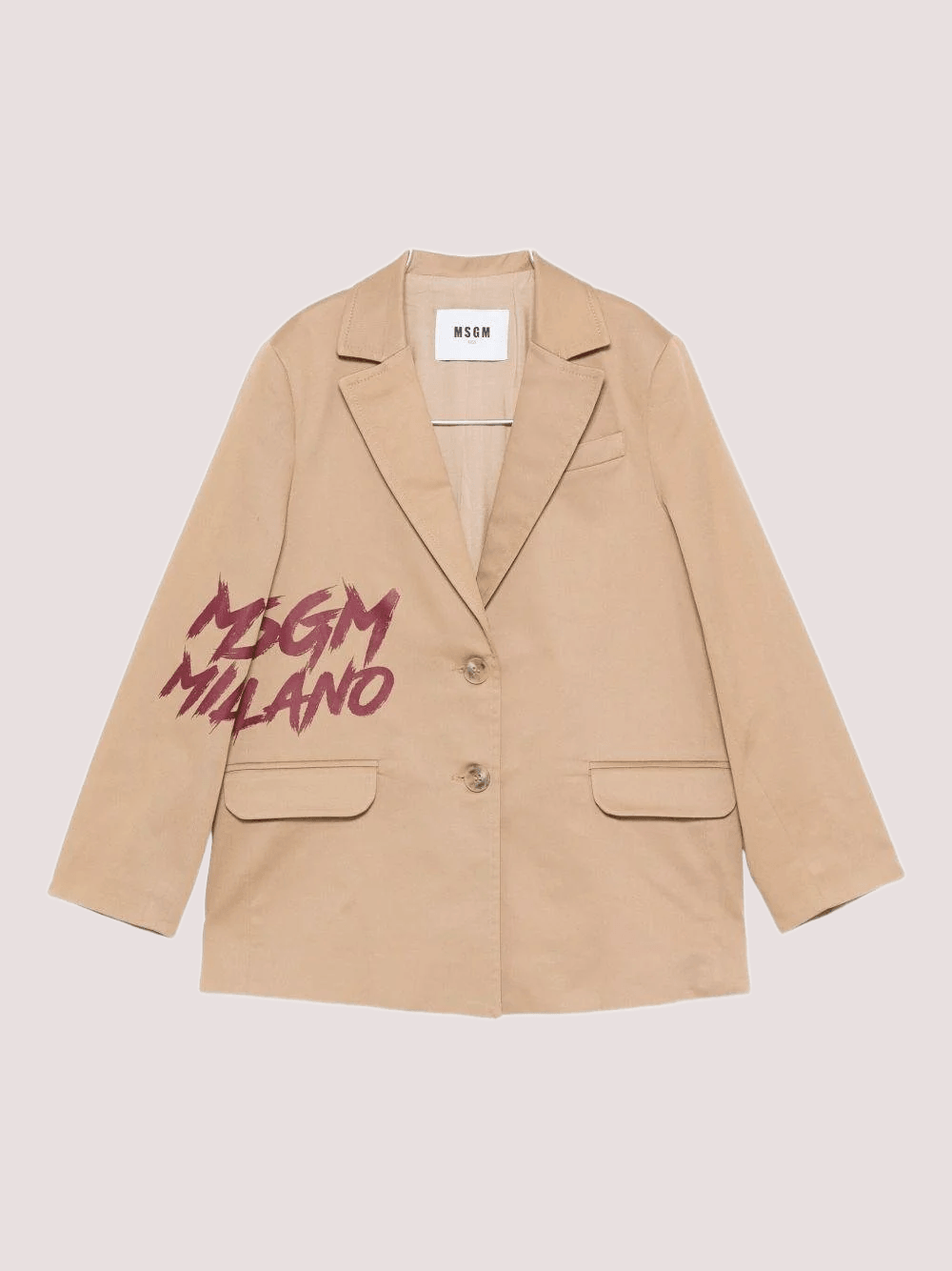 Blazer  beige con stampa logo F5MSJGJK101 /MS030 MSGM KIDS 