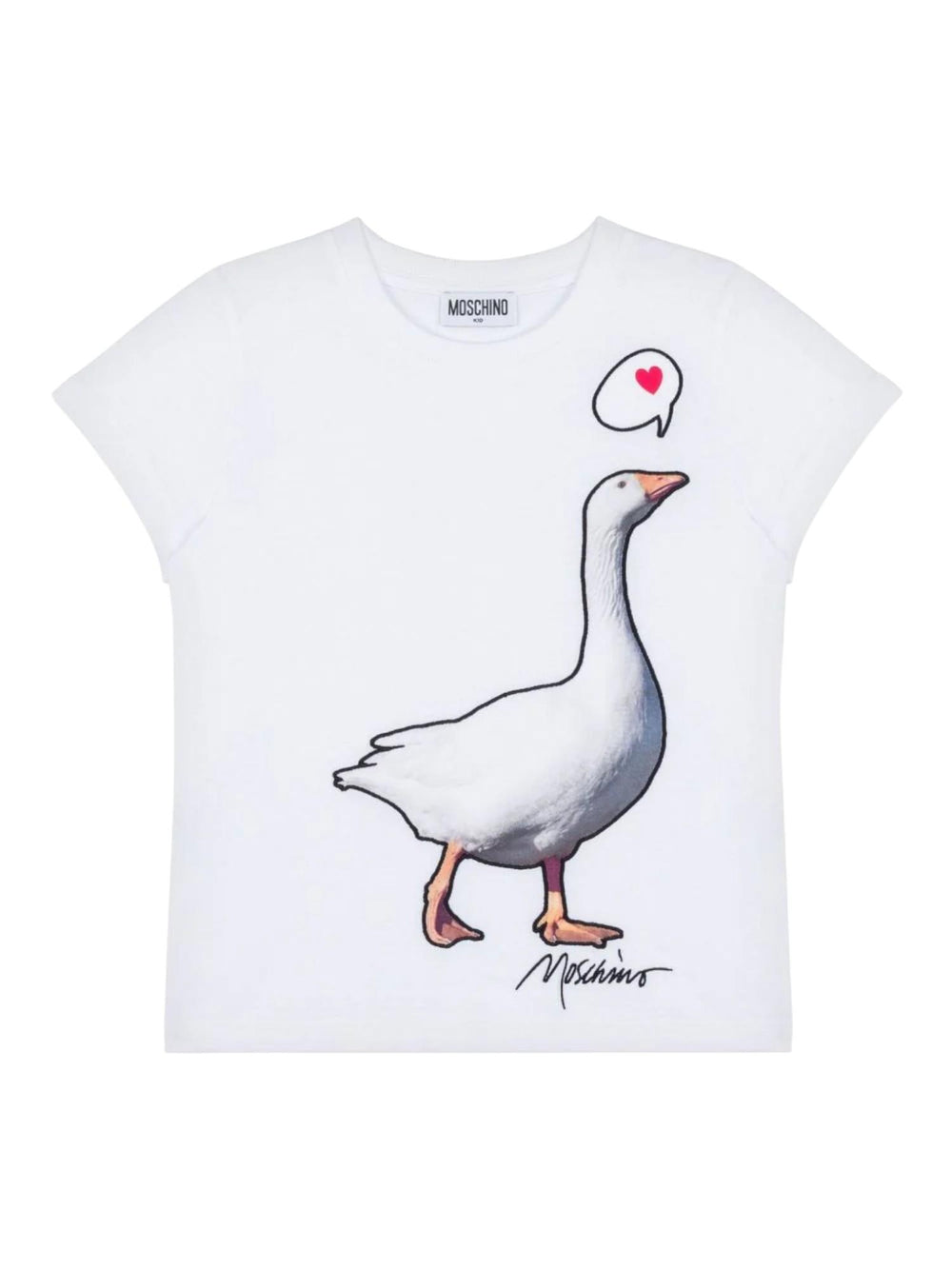 T-shirt bambina bianca con stampa oca e cuore
