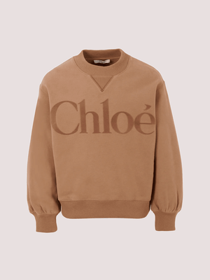 Felpa beige  con logo in velluto C20649 /31C CHLOE 