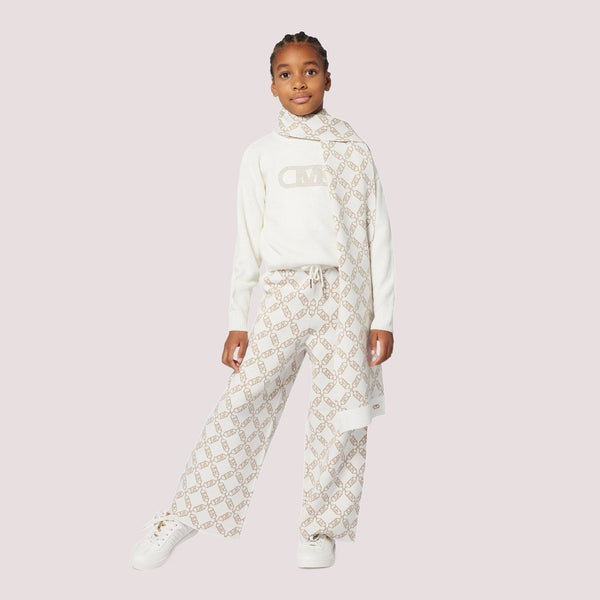 Pantaloni sportivi per bambina Michael Kors Kids bianchi con monogramma R30452 /N52 MICHAEL KORS 