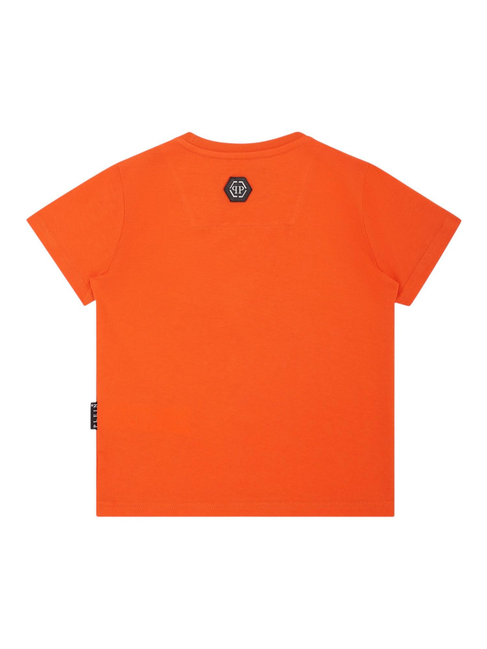 T-shirt bambino arancione con stampa auto da corsa in cotone
