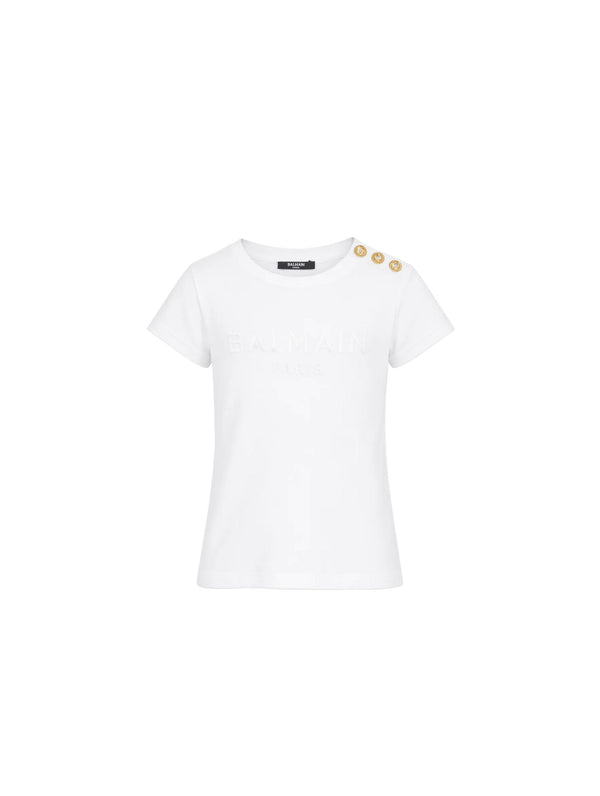 T-shirt Balmain con bottoni oro sulla spalla BY8A21 Z3277 /100BC BALMAIN 