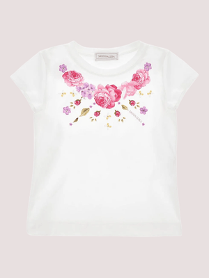 T-shirt stampa Rose 11G605 7201 /99 MONNALISA 