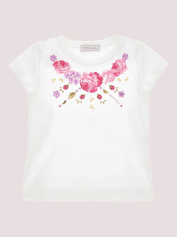 T-shirt stampa Rose 11G605 7201 /99 MONNALISA 