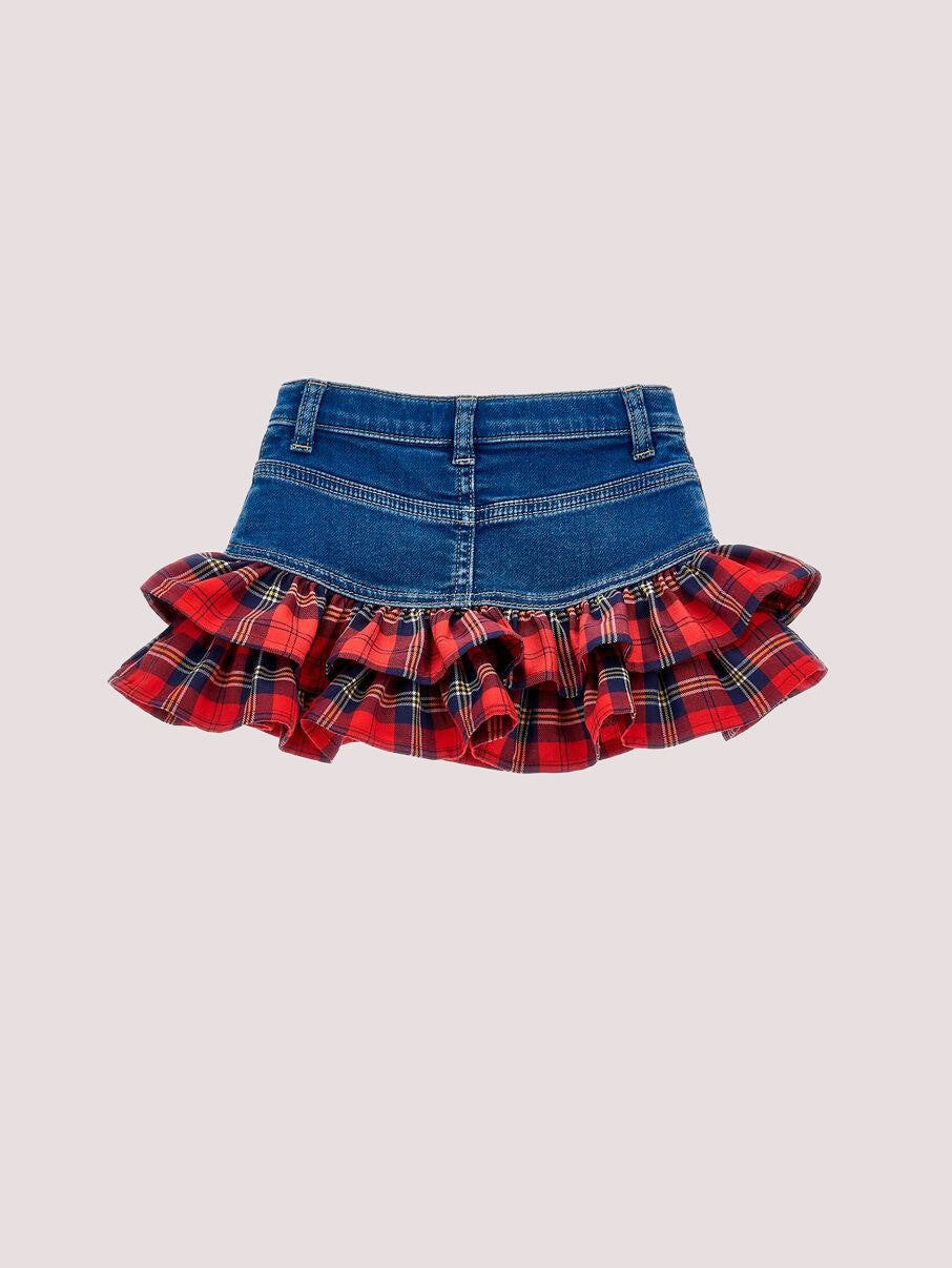 Minigonna con rouches cuori<BR/> 19F711NP 6043 /0055 MONNALISA 