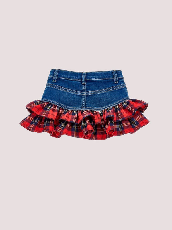 Minigonna con rouches cuori<BR/> 19F711NP 6043 /0055 MONNALISA 