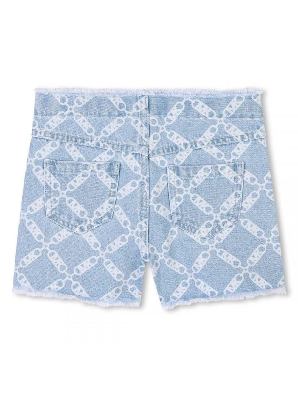 Shorts bambina in denim chiaro con stampa logo