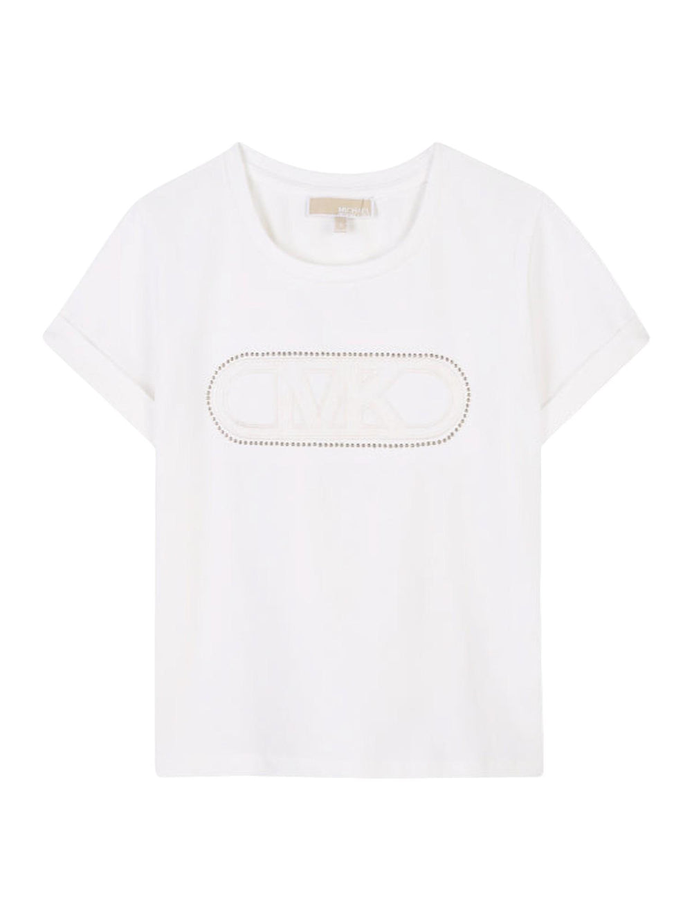 T-shirt bambina bianco  con logo borchiato