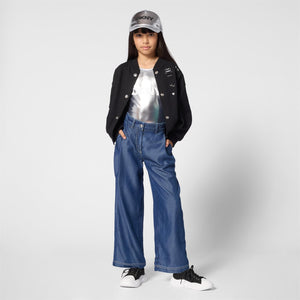 Pantalone largo con logo ricamato sul retro D62582 /Z28 DKNY 