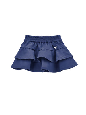 Gonna bambina blu navy con balze e vita elasticizzata