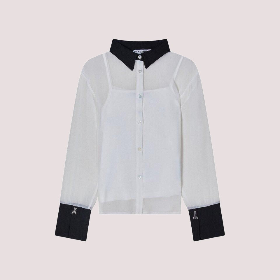 Camicia bianca con colletto e polsini neri 7C0271 A643 /F2NS PATRIZIA PEPE 