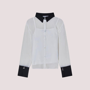 Camicia bianca con colletto e polsini neri 7C0271 A643 /F2NS PATRIZIA PEPE 