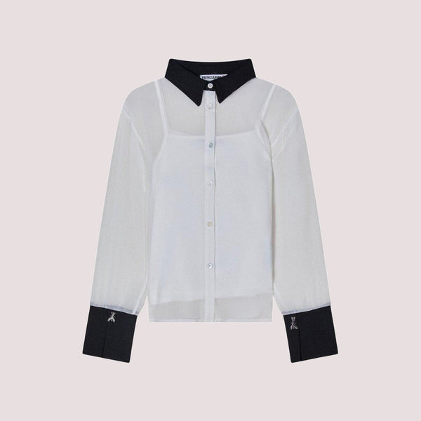 Camicia bianca con colletto e polsini neri 7C0271 A643 /F2NS PATRIZIA PEPE 