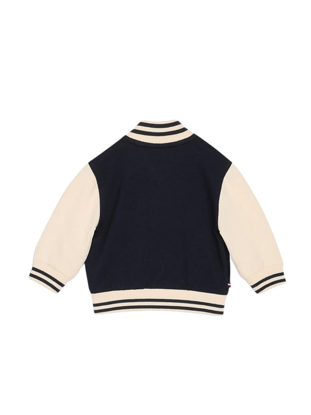 Felpa college bambino navy e panna in cotone biologico