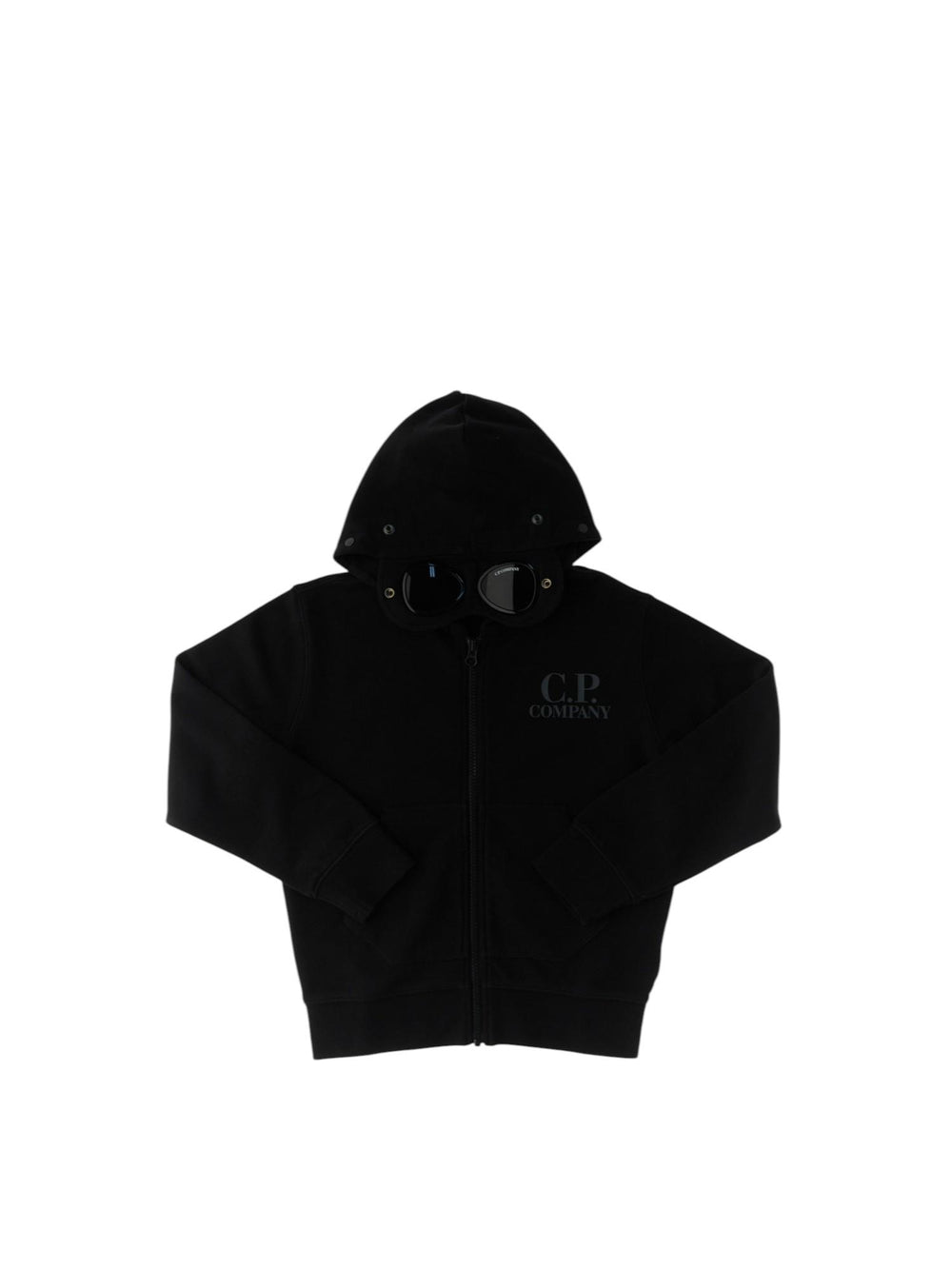 Felpa bambino nera in cotone con cappuccio e zip