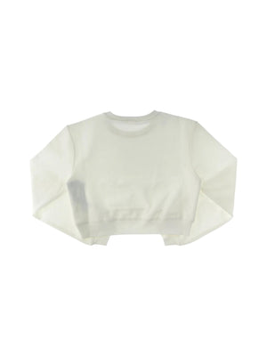 Felpa corta bambina bianca in cotone
