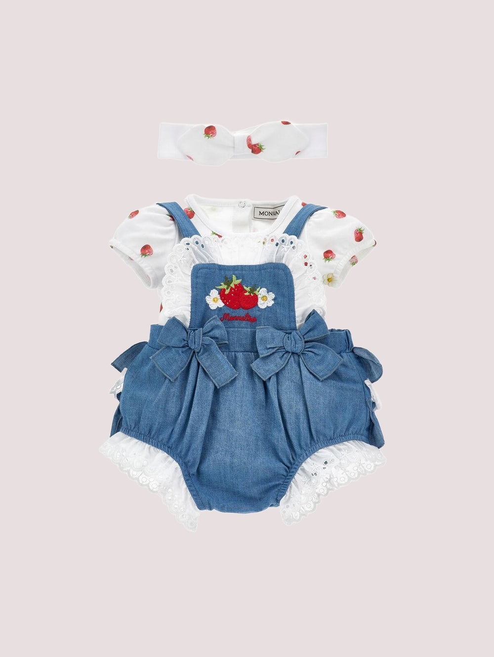 Set Body Salopette Fragole 35G516 7081 /62 MONNALISA 