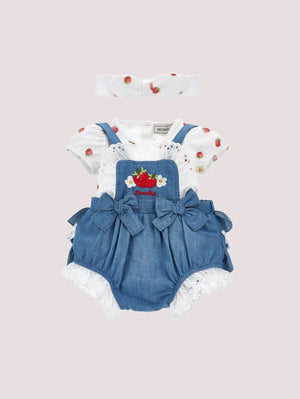 Set Body Salopette Fragole 35G516 7081 /62 MONNALISA 