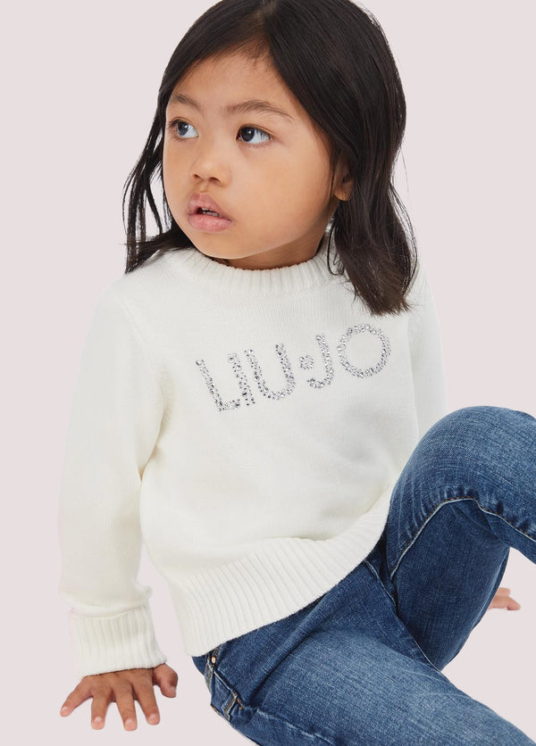 Maglia con logo e strass KF5055 MA12P /10602 LIU JO 