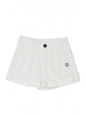 Shorts bambina bianchi con risvolto e logo cuore