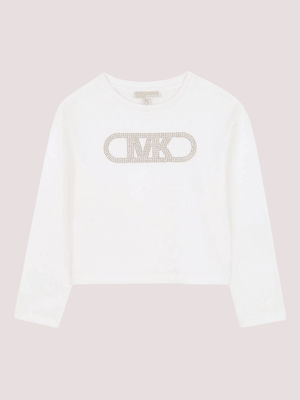 T-shirt per bambina Michael Kors Kids bianca con dettaglio logo R30495 /117 MICHAEL KORS 