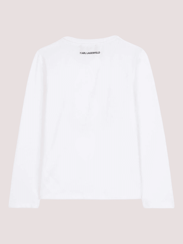 T-shirt a maniche lunghe bianca con scollo rotondo Z30940 /10P KARL LAGERFELD 