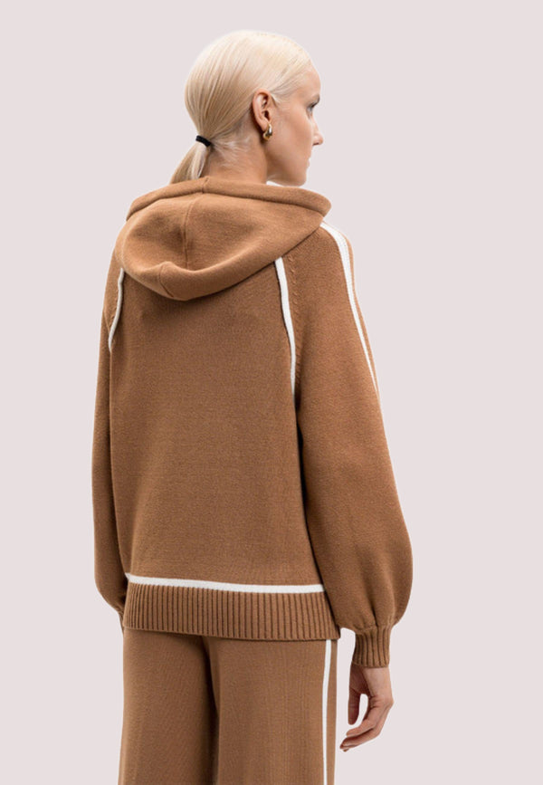 Felpa in maglia con cappuccio e dettagli a contrasto 252LI3NEE /12725 TWINSET 