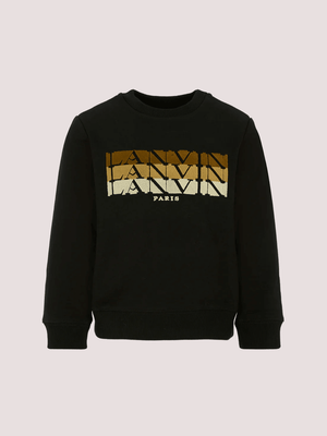 Felpa nera per bambini con logo N30284 /09B LANVIN 