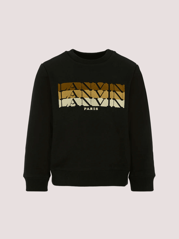 Felpa nera per bambini con logo N30284 /09B LANVIN 