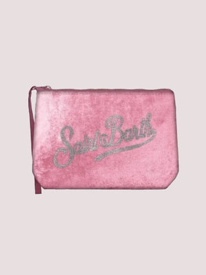 Pochette aline in velluto rosa con logo strass ALI0014 /00246I MC2 SAINT BARTH 
