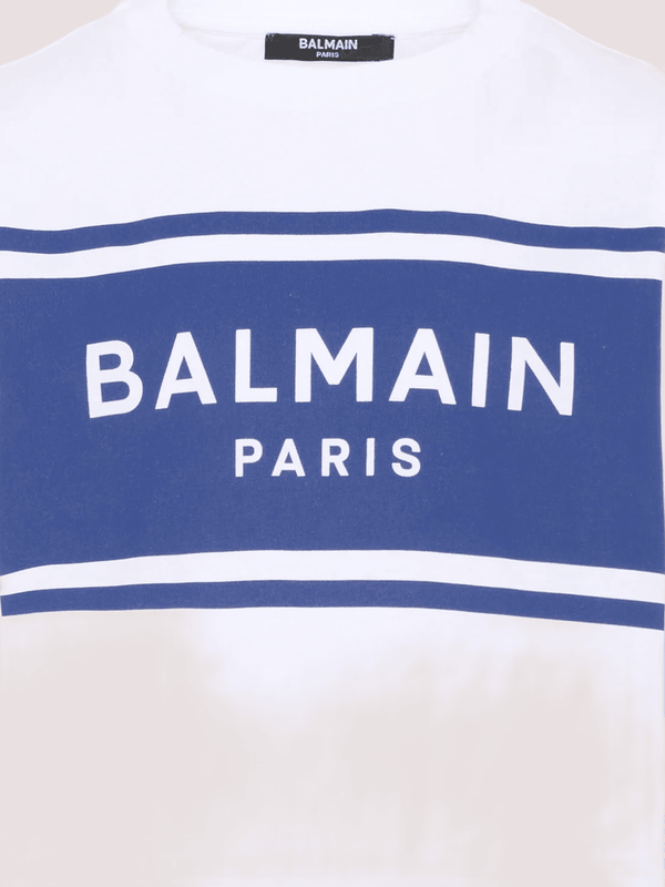 T-shirt con logo stampato BY8P11 Z3672 /100BL BALMAIN 