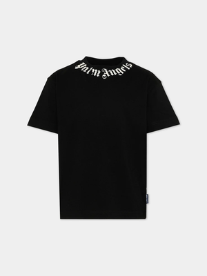 T-shirt nera  con logo PBAA003S26JER004 /110 PALM ANGELS 