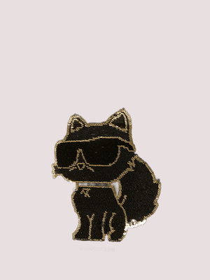 T-shirt nera con Choupette e paillettes Z30944 /09B KARL LAGERFELD 