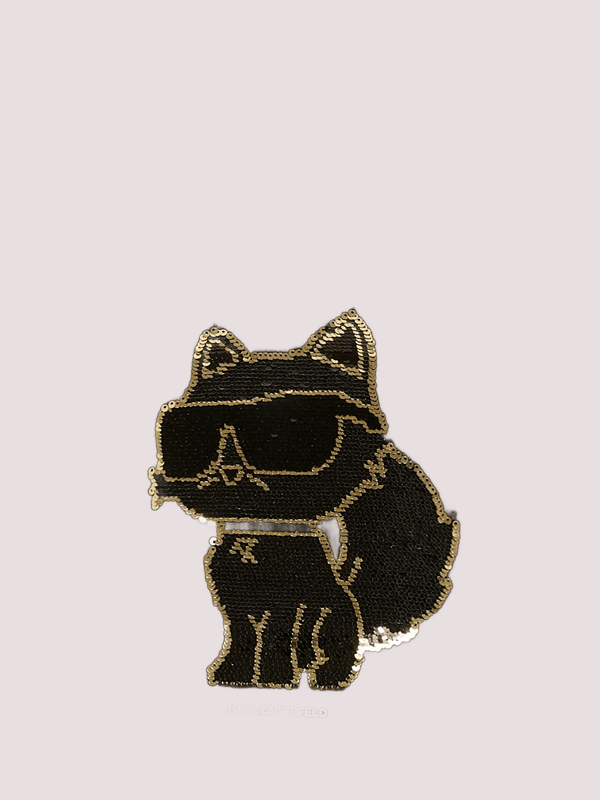 T-shirt nera con Choupette e paillettes Z30944 /09B KARL LAGERFELD 