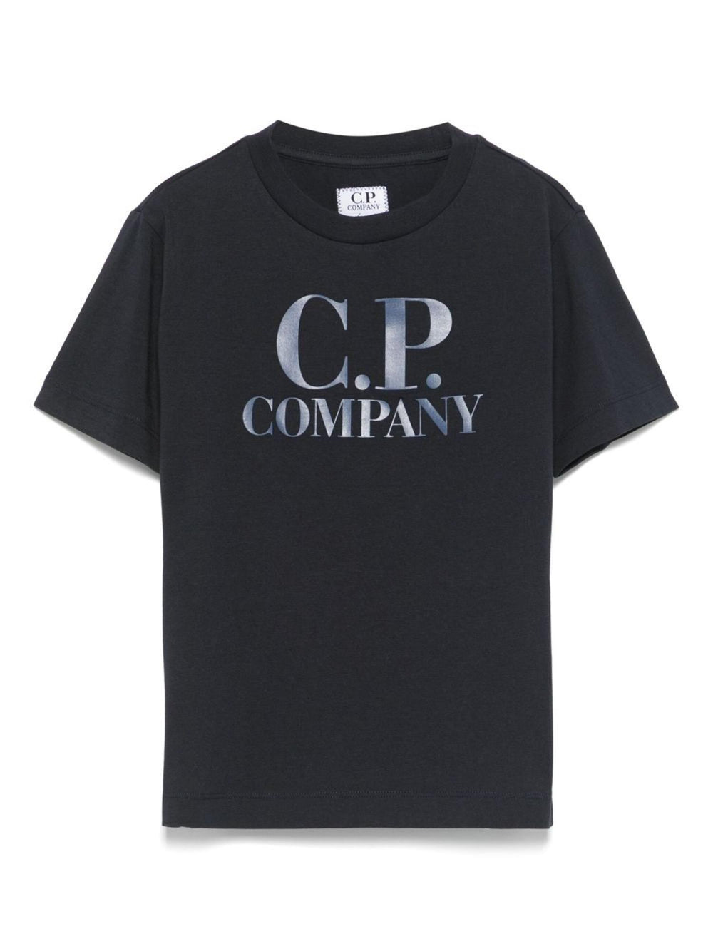 T-shirt bambino blu navy in cotone con logo stampato