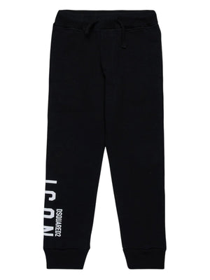 Pantalone bambino nero con stampa Icon