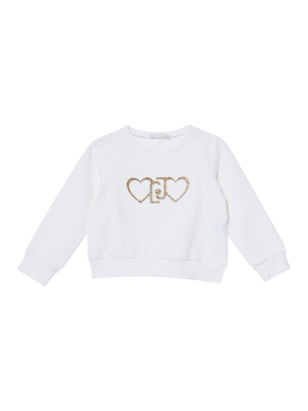 Felpa chiusa bambina bianca con cuori glitter oro