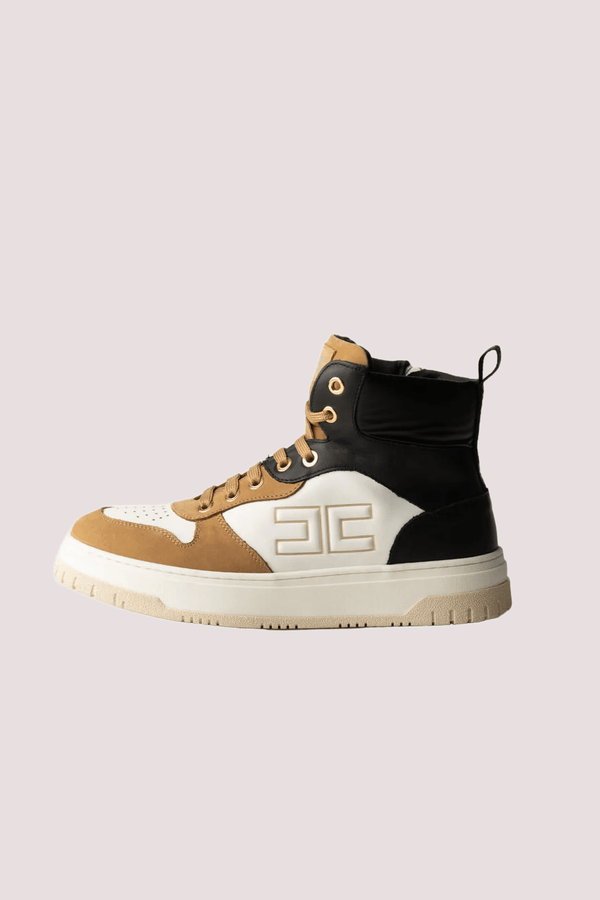 Sneakers alte multicolore in pelle con logo laterale honey/black F4A9 E0350 1321 /A781 ELISABETTA FRANCHI La Mia Bambina 