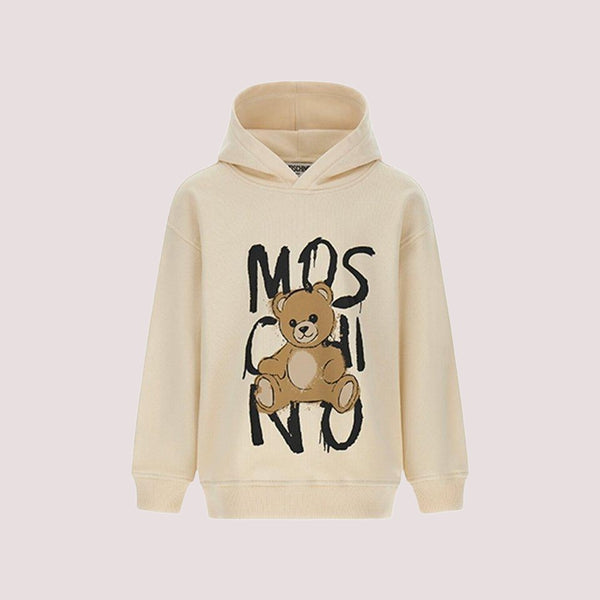 Felpa ivory per bambini con Teddy Bear e logo HUF098 LCA77 /10123 MOSCHINO 