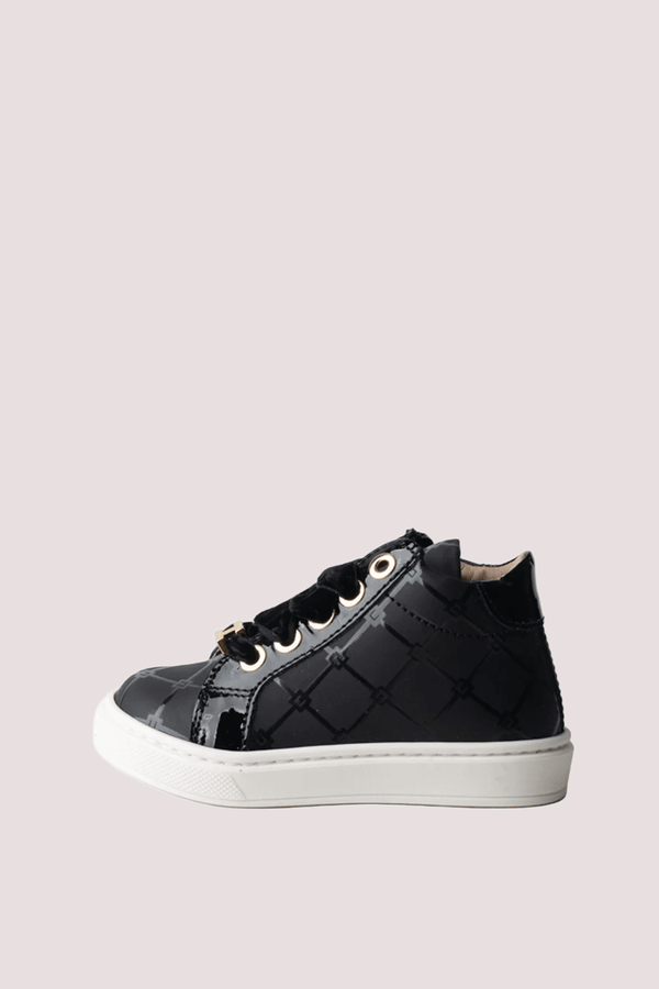 Sneakers trapuntate con logo e lacci in velluto black F1A9 E0336 1849 /930 ELISABETTA FRANCHI La Mia Bambina 