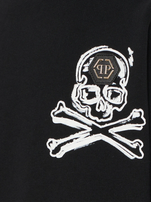 Felpa girocollo con stampa e logo in metallo S6PHJBSW042 /110 PHILIPP PLEIN JUNIOR 