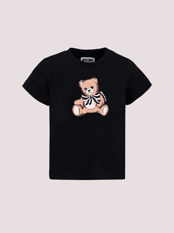 T-shirt nera per bambina con Teddy Bear e paillettes HCM06K LBA11 /60100 MOSCHINO 