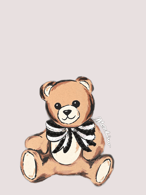 Felpa crop nera per bambina con Teddy Bear e paillettes. HDF06G LDA16 /60100 MOSCHINO 