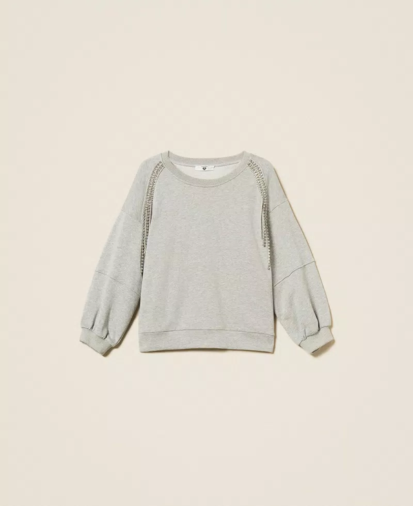 Felpa con catene di strass e perle 252LI2MCC /00082 TWINSET 