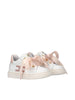 Sneakers bambina in pelle bianca con fiocchi e dettagli rosa