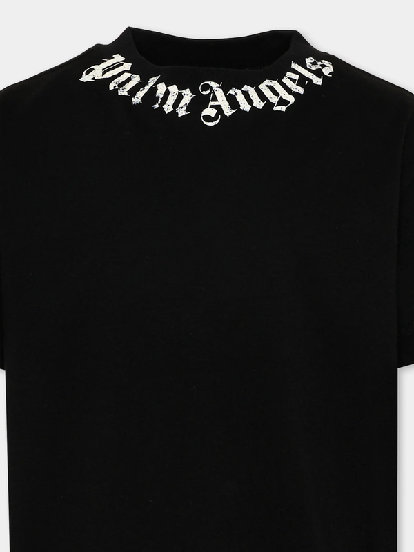 T-shirt nera  con logo PBAA003S26JER004 /110 PALM ANGELS 