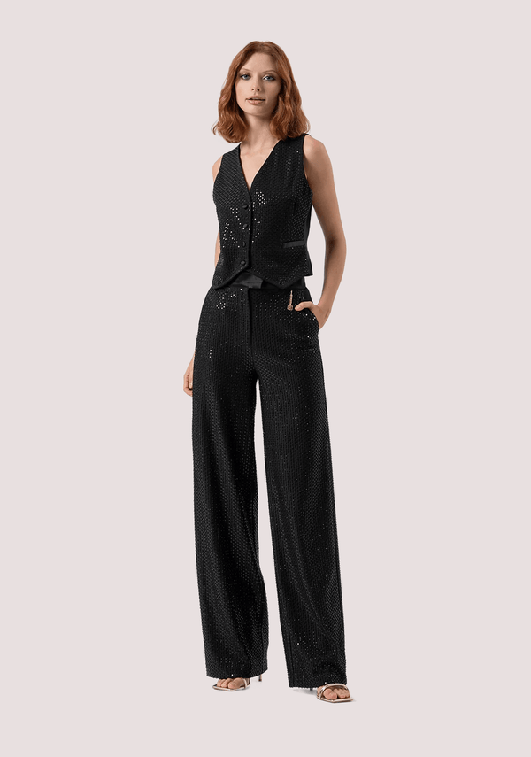 Pantalone a palazzo wide in tessuto con paillettes FQ25WV3001W815R9 /53 FRACOMINA 